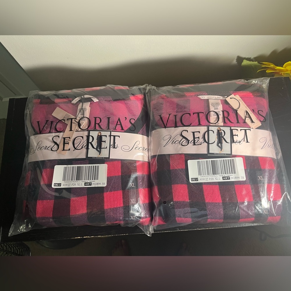 Victoria's Secret Hot Pink and Black Plaid Pajama Set size XL sold separate